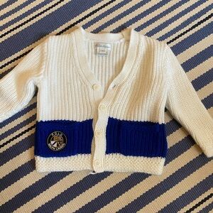 Polo Ralph Lauren White and Blue Cardigan